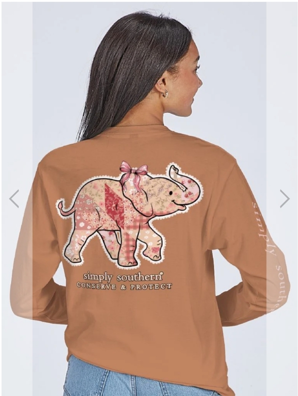 Simply Southern Elephant Animal Tracker Patch Graphic T-Shirt, NWT